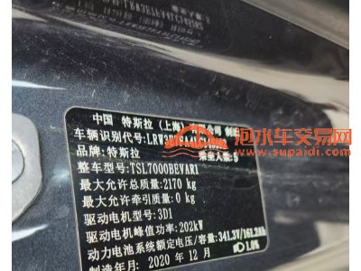 20年特斯拉MODEL 3中型车
