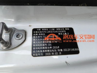 20年特斯拉MODEL 3中型车